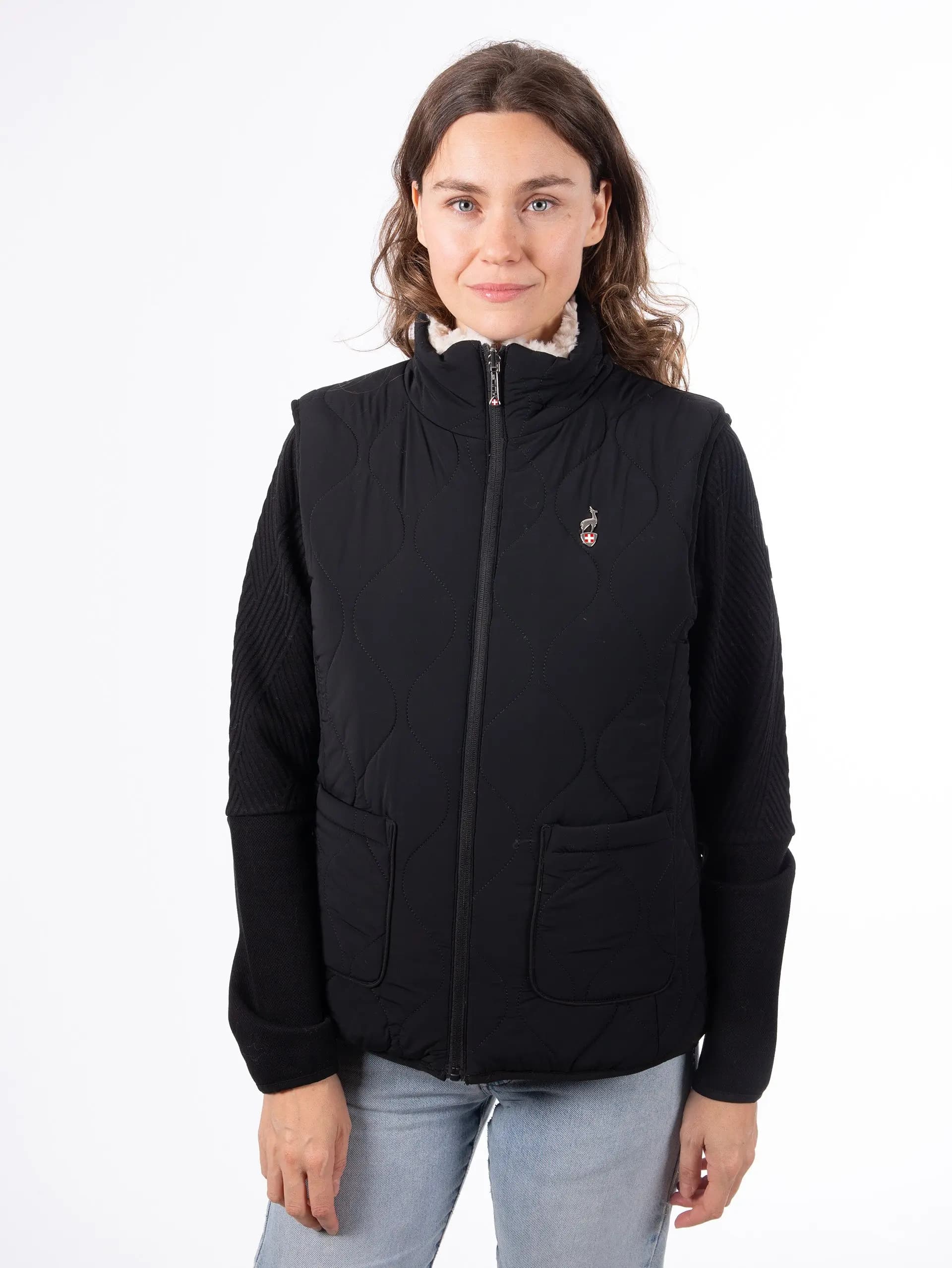 Дамски Двулицев Елек AULP CAROL SWANN/BLACK — снимка 2