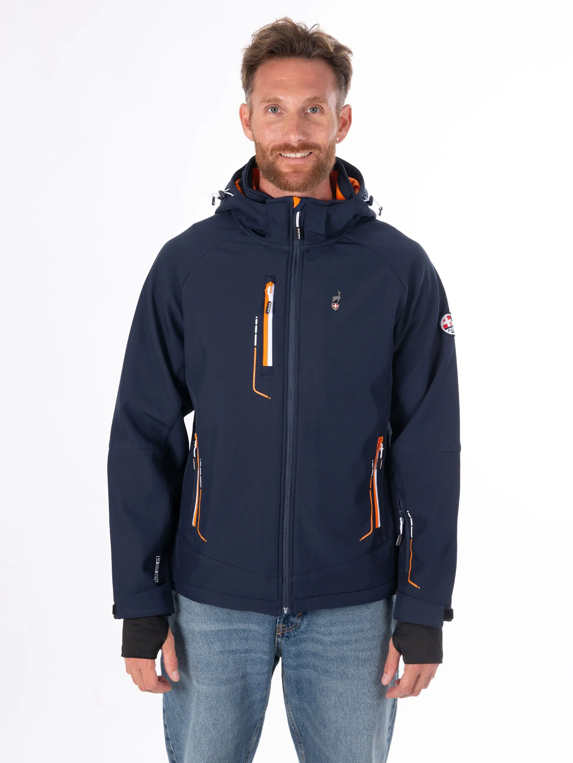 Мъжко туристическо яке AULP NEVIM SOFTSHELL NAVY/SUN RAY