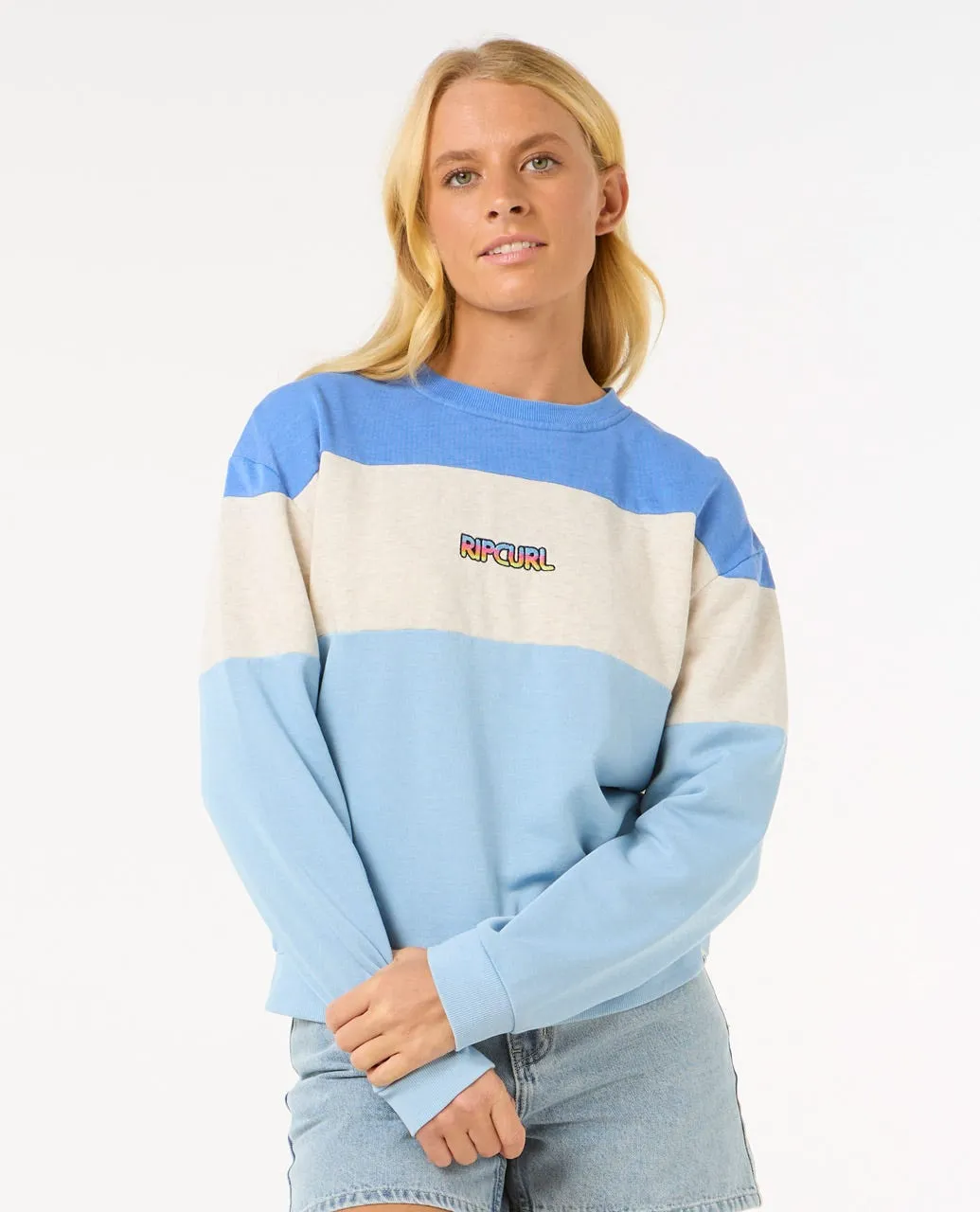 Дамска Блуза Rip Curl LAS DALIAS COLOURBLOCK CREW OATMEAL MARLE
