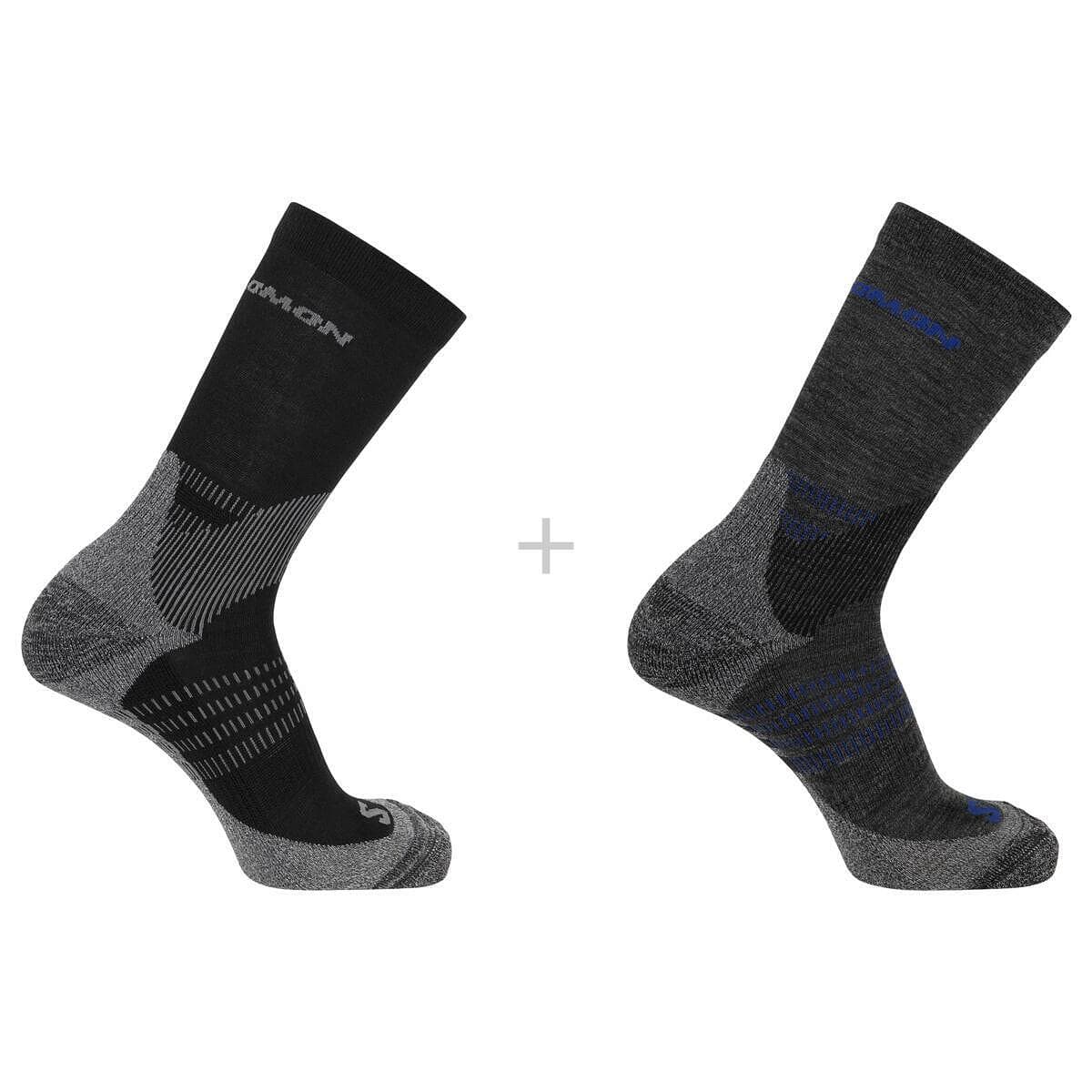 Туристически Чорапи Salomon X ULTRA ACCESS CREW 2-PACK ANTHRACITE-BLACK