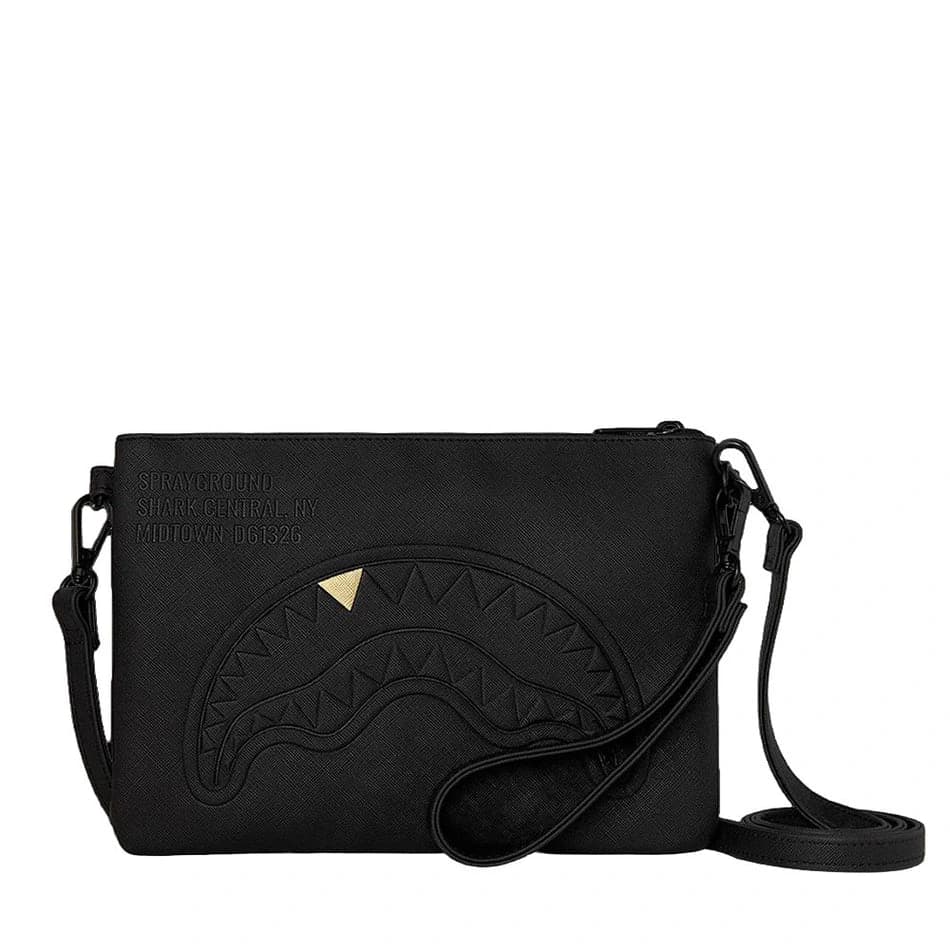 Чанта SPRAYGROUND BLACKED OUT EMBOSSED GOLD TOOTH CROSSOVER CLUTCH