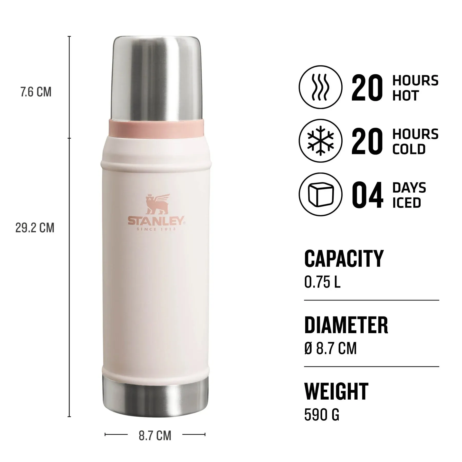 Термос STANLEY The Legendary Classic Bottle .75L / 25oz Rose Quartz — снимка 3