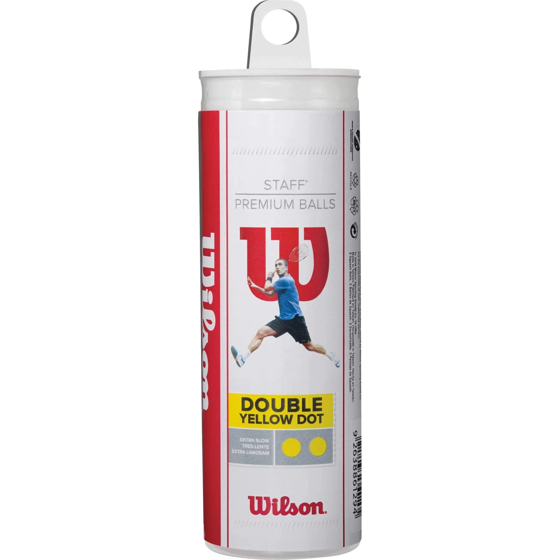 Топки за скуош WILSON STAFF SQUASH 3 BALL TUBE DB YEL DOT
