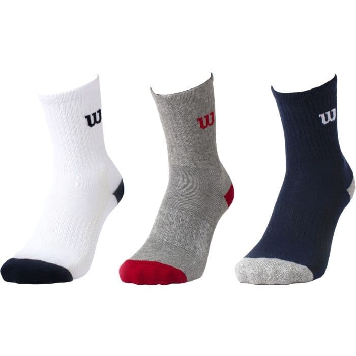 Чорапи 3PP Wilson Boys H&T crew White/navy Grey mel/Tango red Navy/grey mel