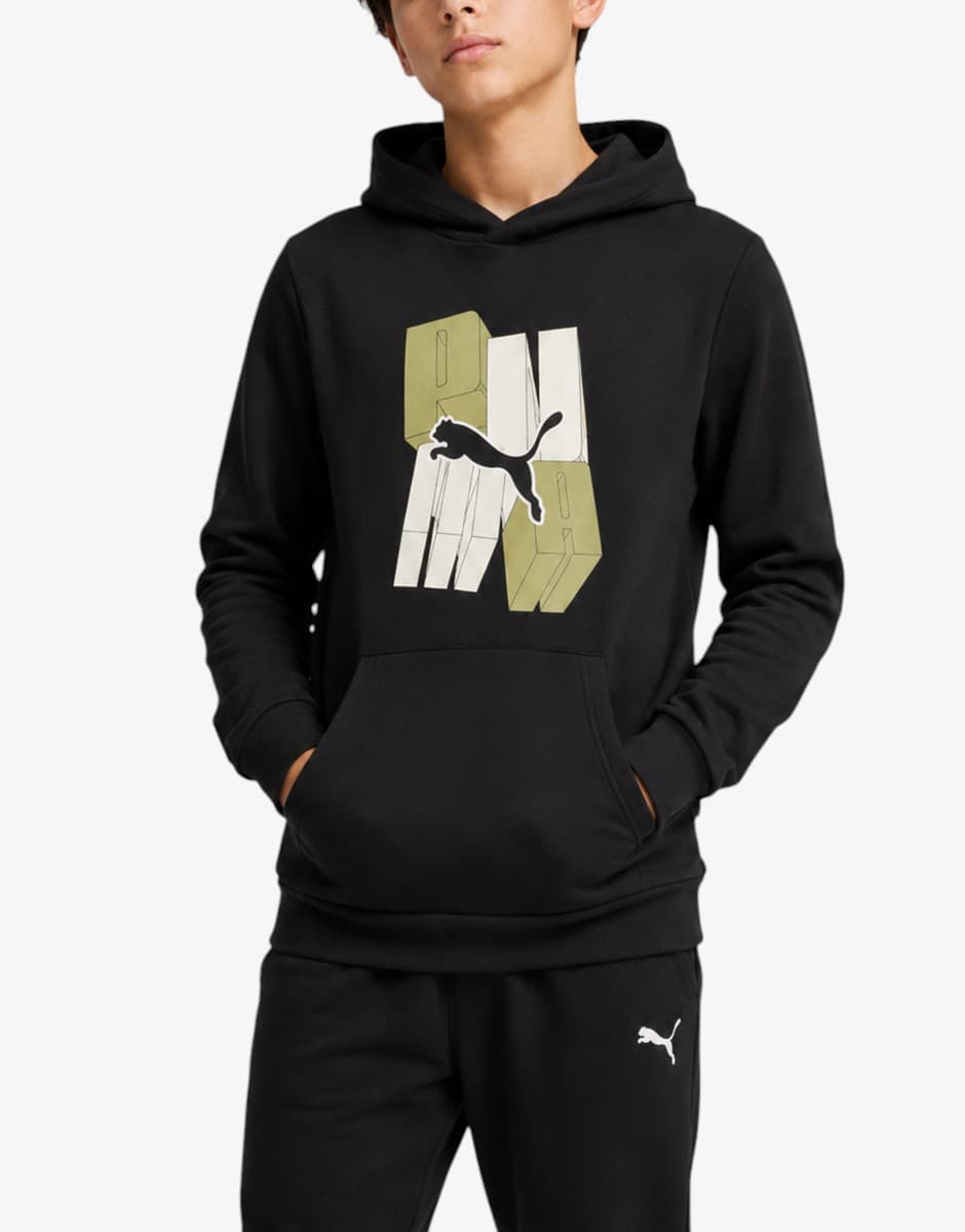 PUMA Ess Graphic Hoodie Black