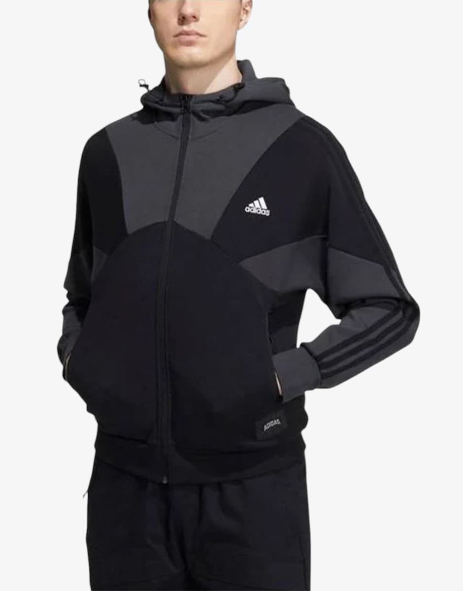 ADIDAS Casual Sports Hooded Splicing Black