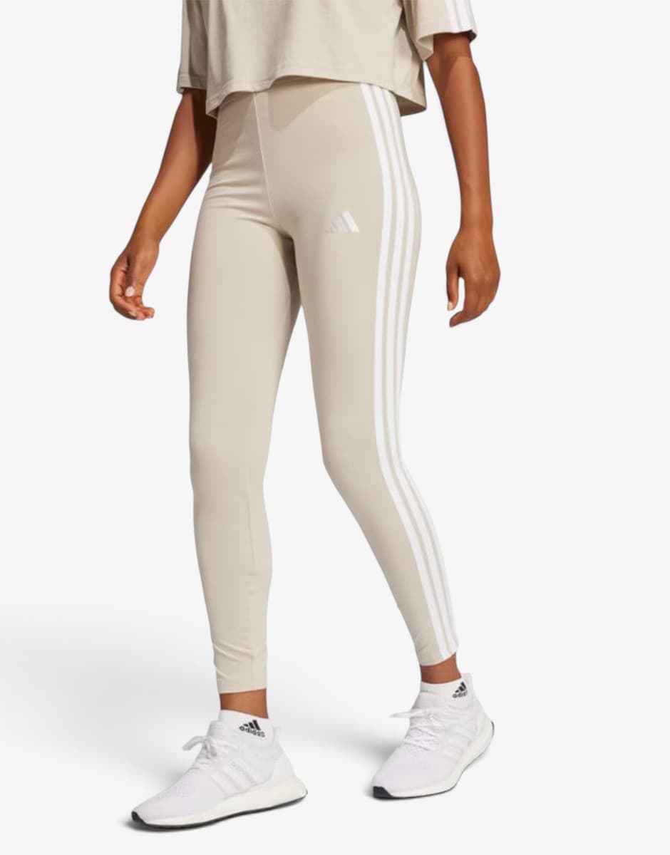 ADIDAS Essentials 3-Stripes Cotton Leggings Beige