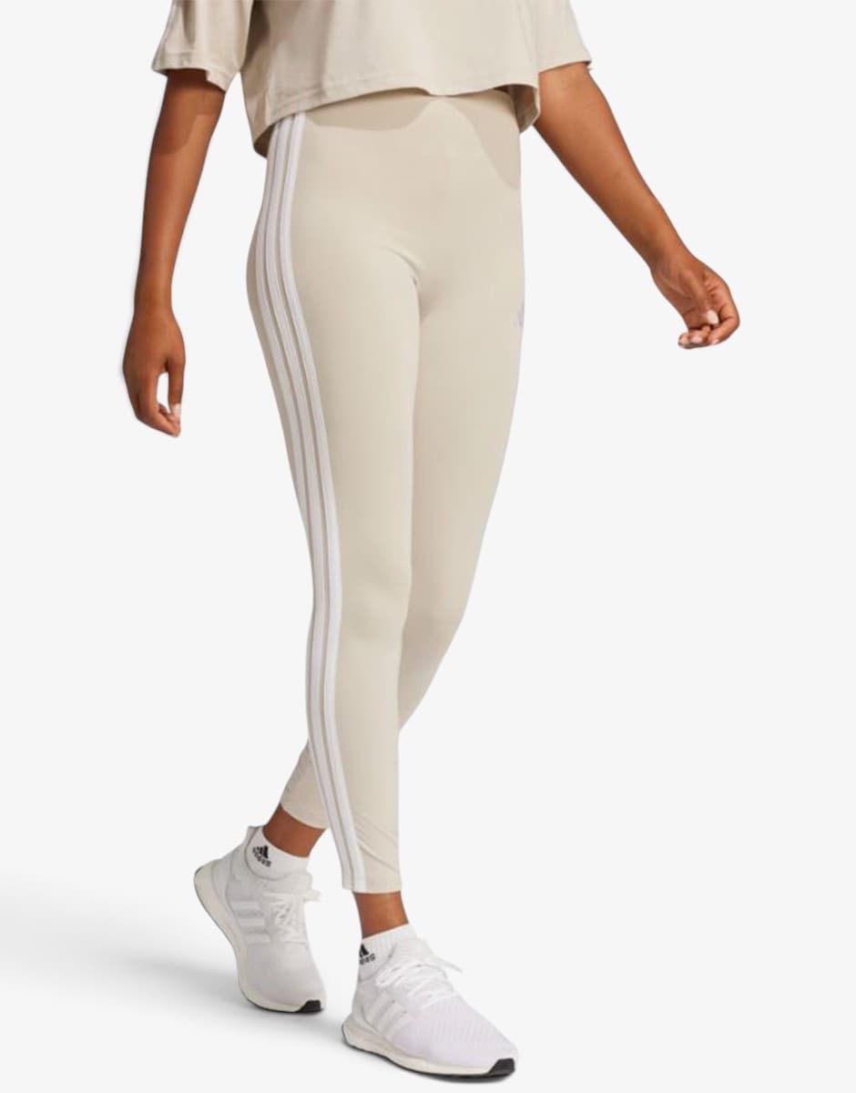 ADIDAS Essentials 3-Stripes Cotton Leggings Beige — снимка 3