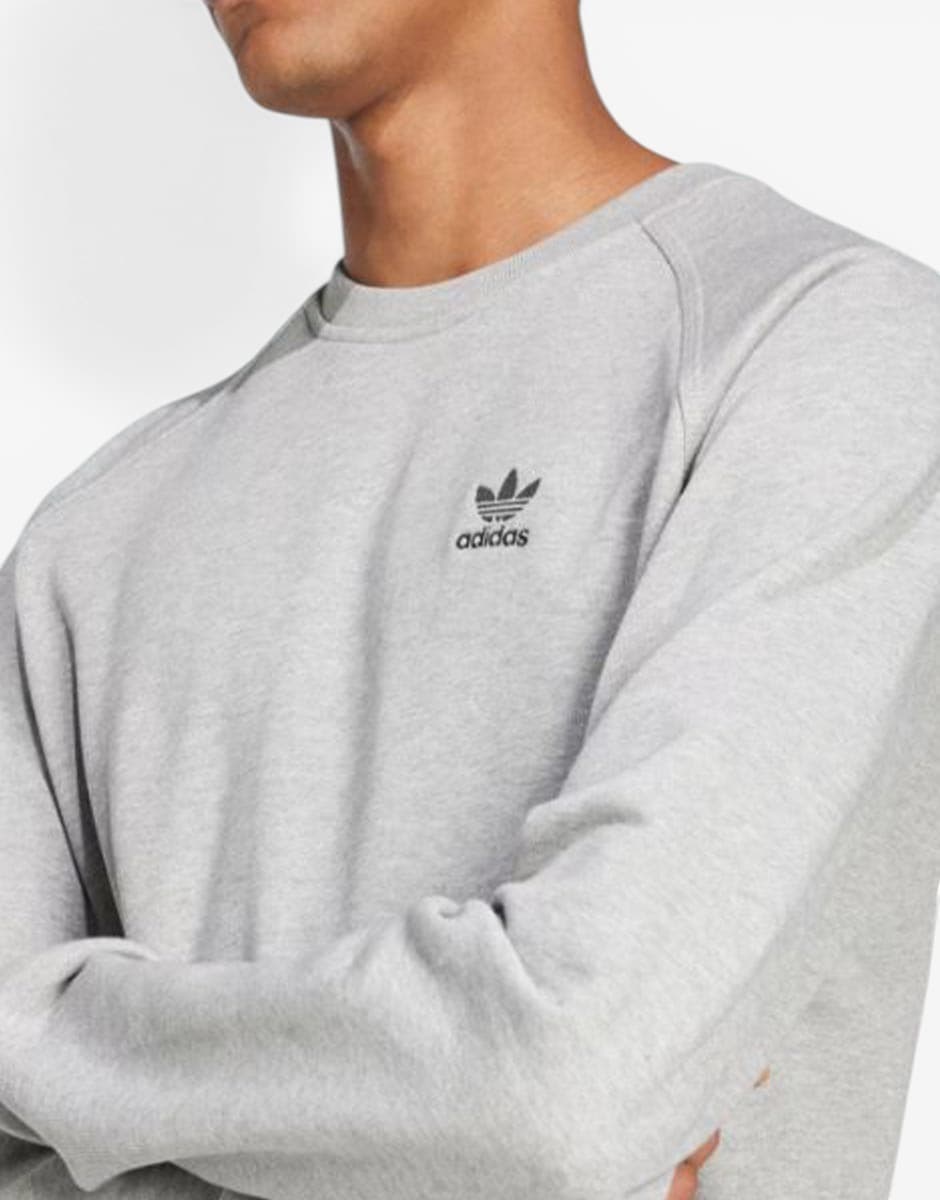 ADIDAS Essentials Trefoil French Terry Crew Sweatshirt Grey — снимка 3