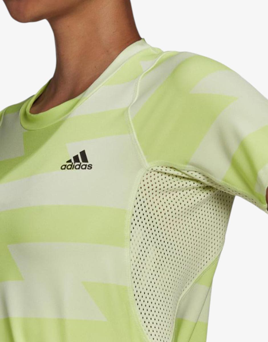 ADIDAS Fast Allover Print Tee Green/White — снимка 3