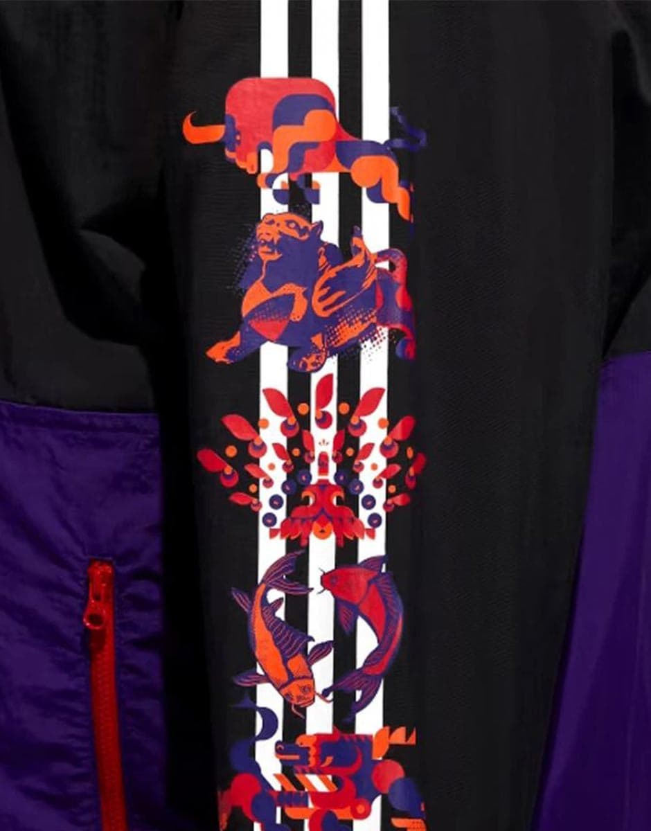 ADIDAS Half Zip Windbreaker Jacket Black/Purple — снимка 3