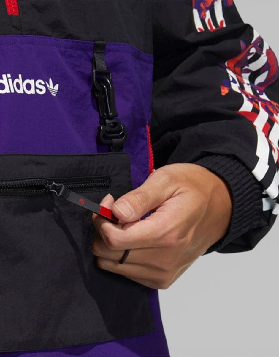 ADIDAS Half Zip Windbreaker Jacket Black/Purple — снимка 4