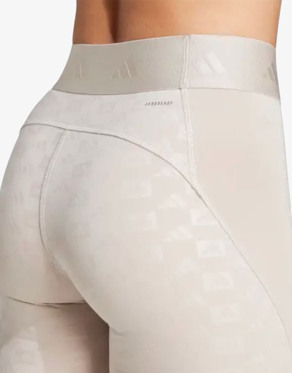 ADIDAS Hyperglam Full-Length Emboss Leggings Beige — снимка 4