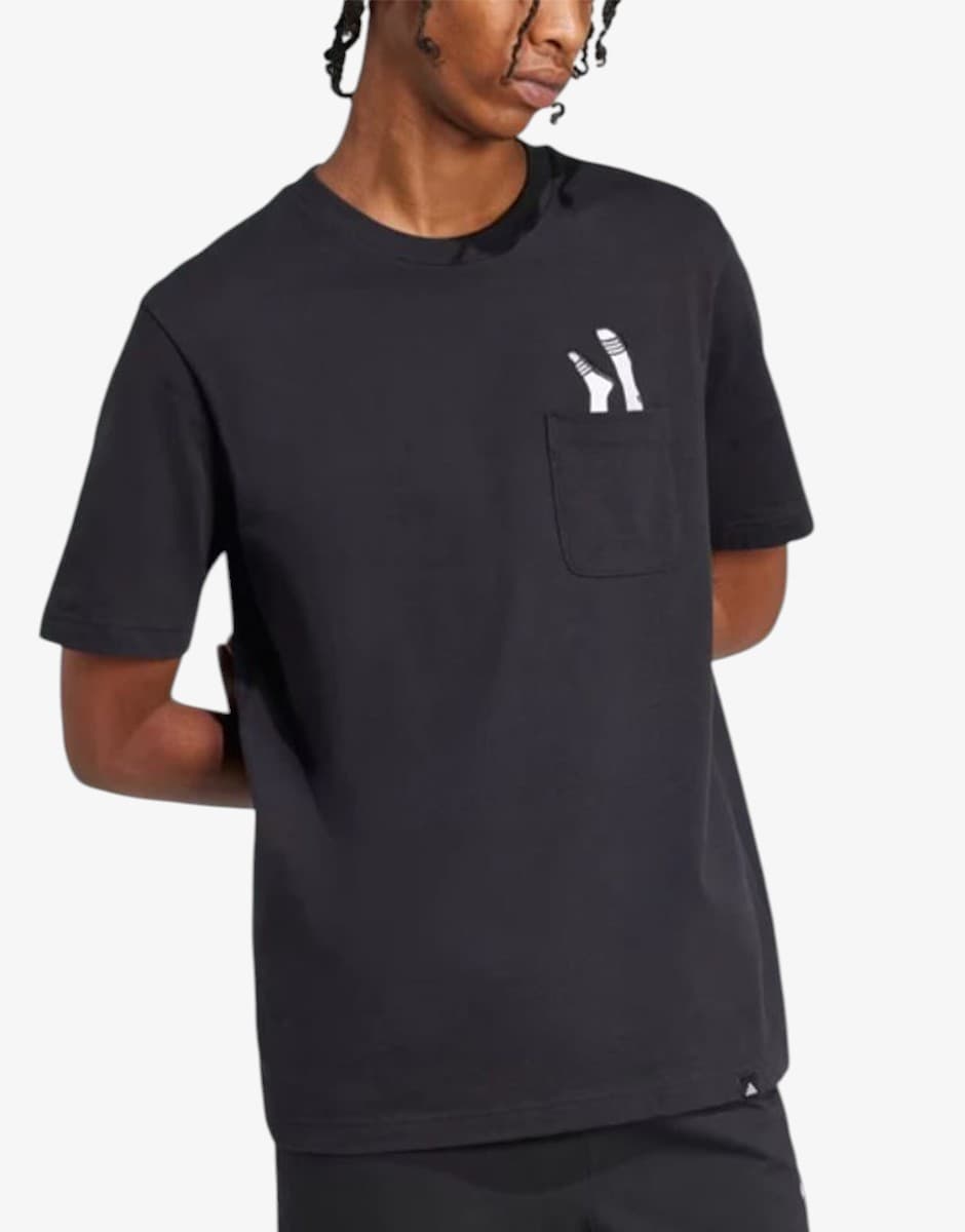 ADIDAS Lounge Slides Graphic Pocket Tee Black — view 3