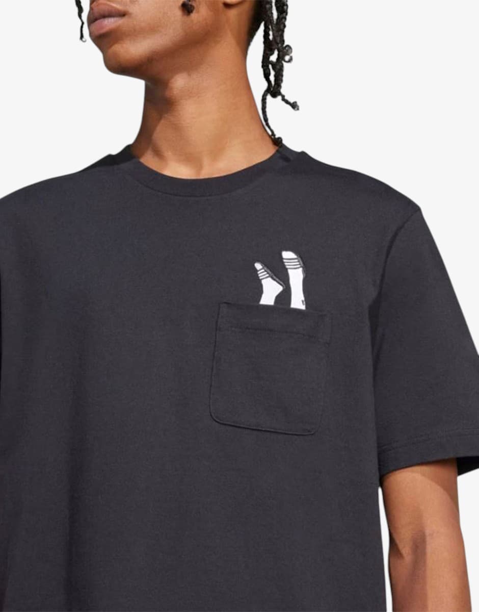 ADIDAS Lounge Slides Graphic Pocket Tee Black — view 4