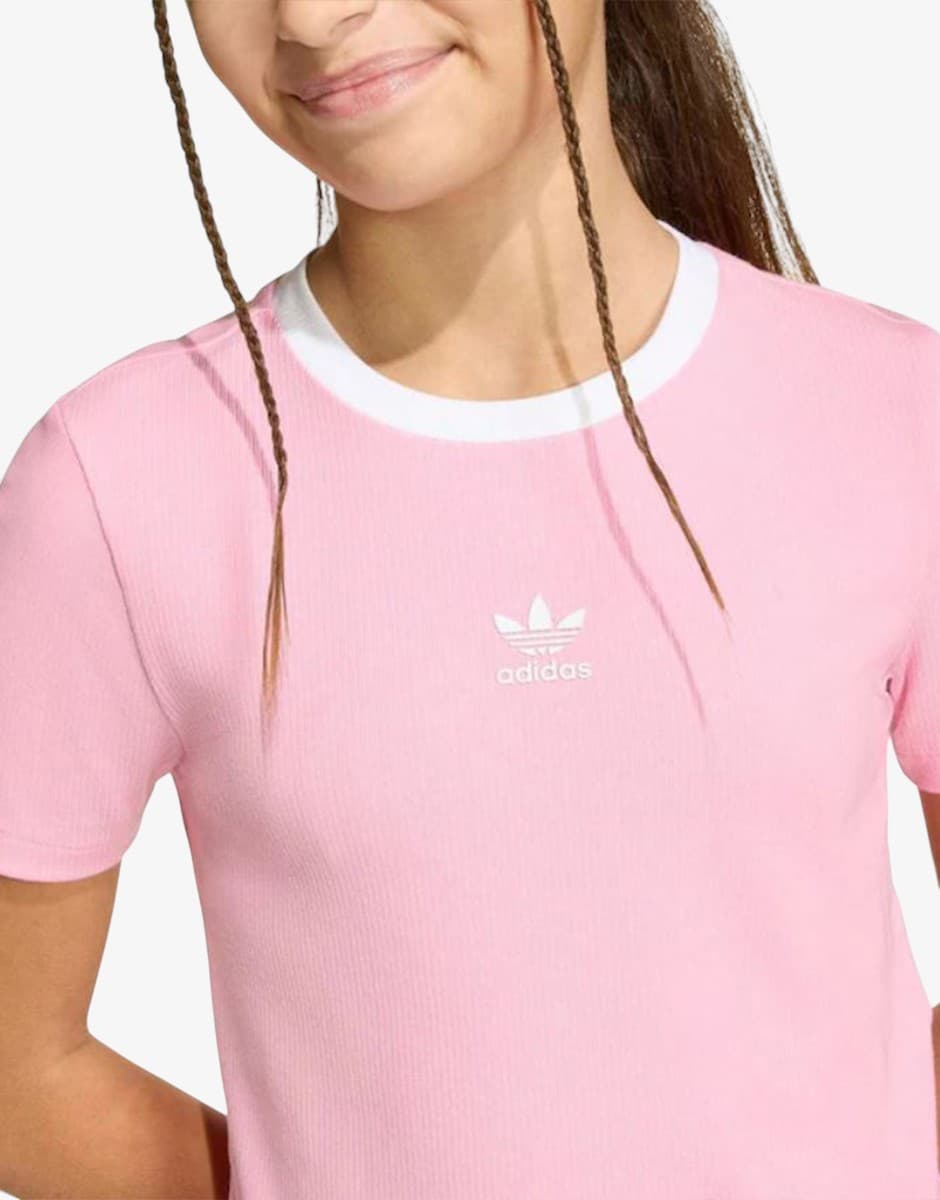 ADIDAS Originals Girls Tight Mini Rib Short Tее Pink — view 3