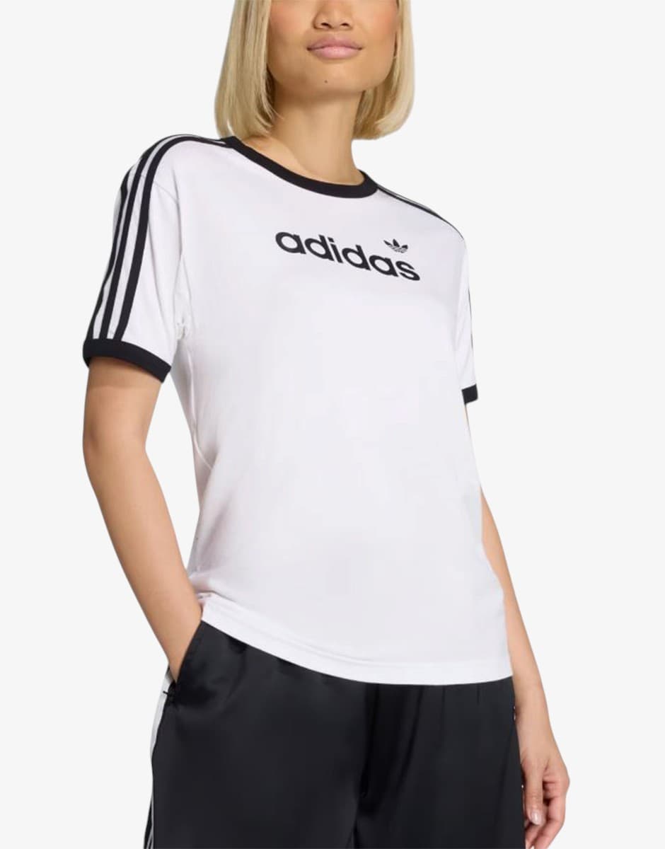 ADIDAS Originals Linear Logo 3-Stripes Tee In Cloud White — view 3