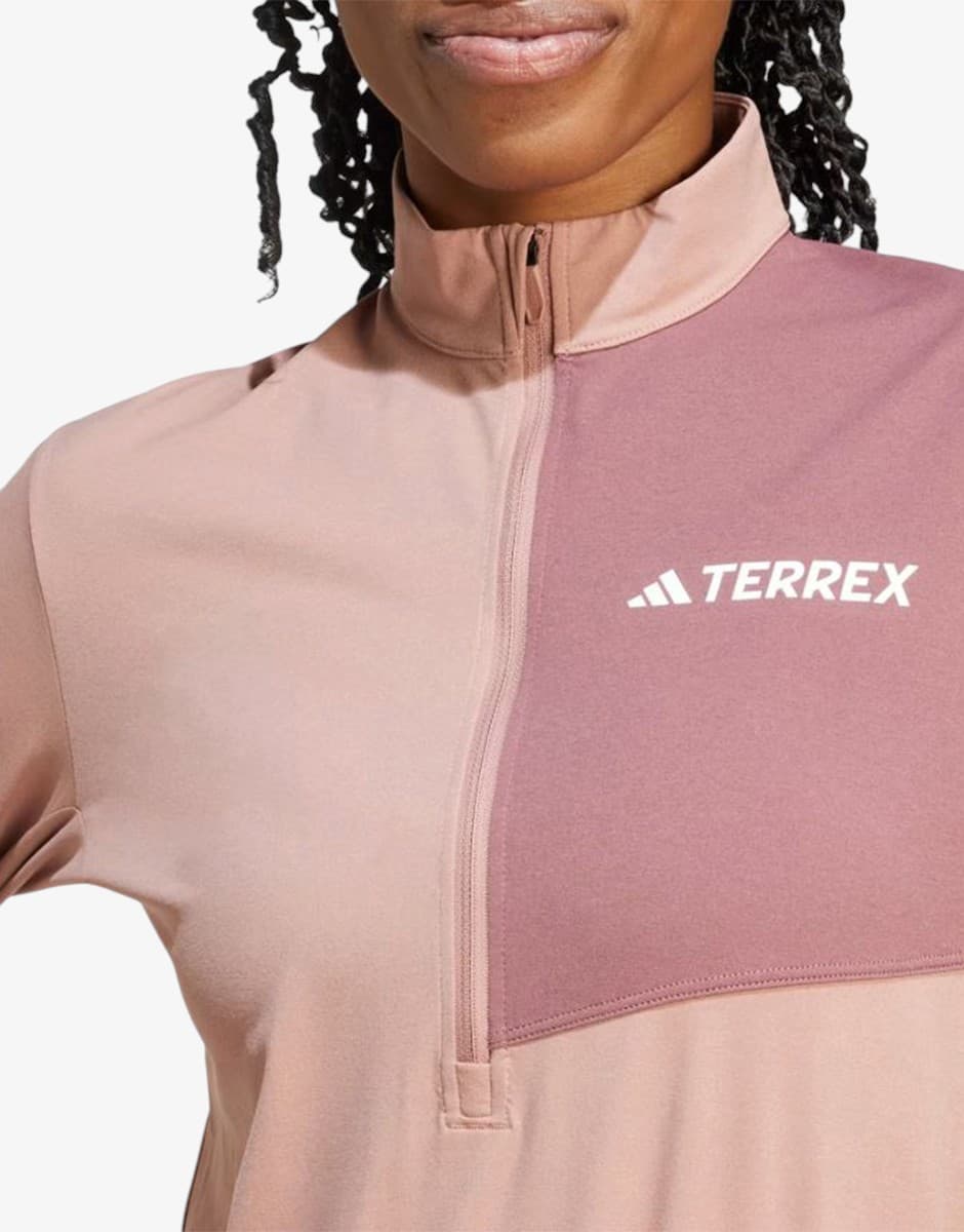 ADIDAS Terrex Multi Climacool 1-2 Zip Long Sleeve Top Pink — снимка 4