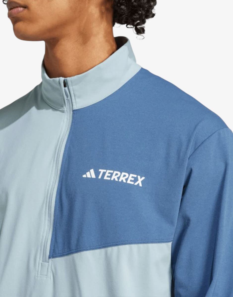 ADIDAS Terrex Multi Climacool 1/2 Zip Long Sleeve Top Blue — снимка 3