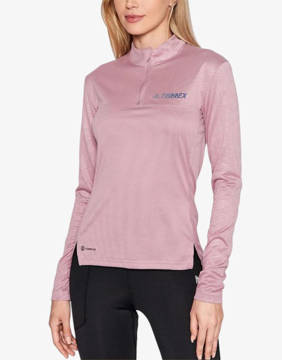 ADIDAS Terrex Multi Half-Zip Long-Sleeve Shirt Pink