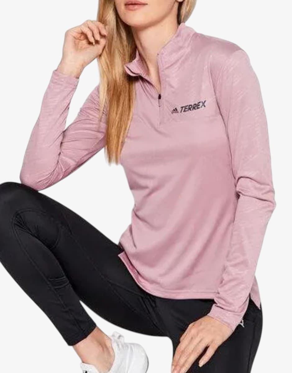 ADIDAS Terrex Multi Half-Zip Long-Sleeve Shirt Pink — view 3