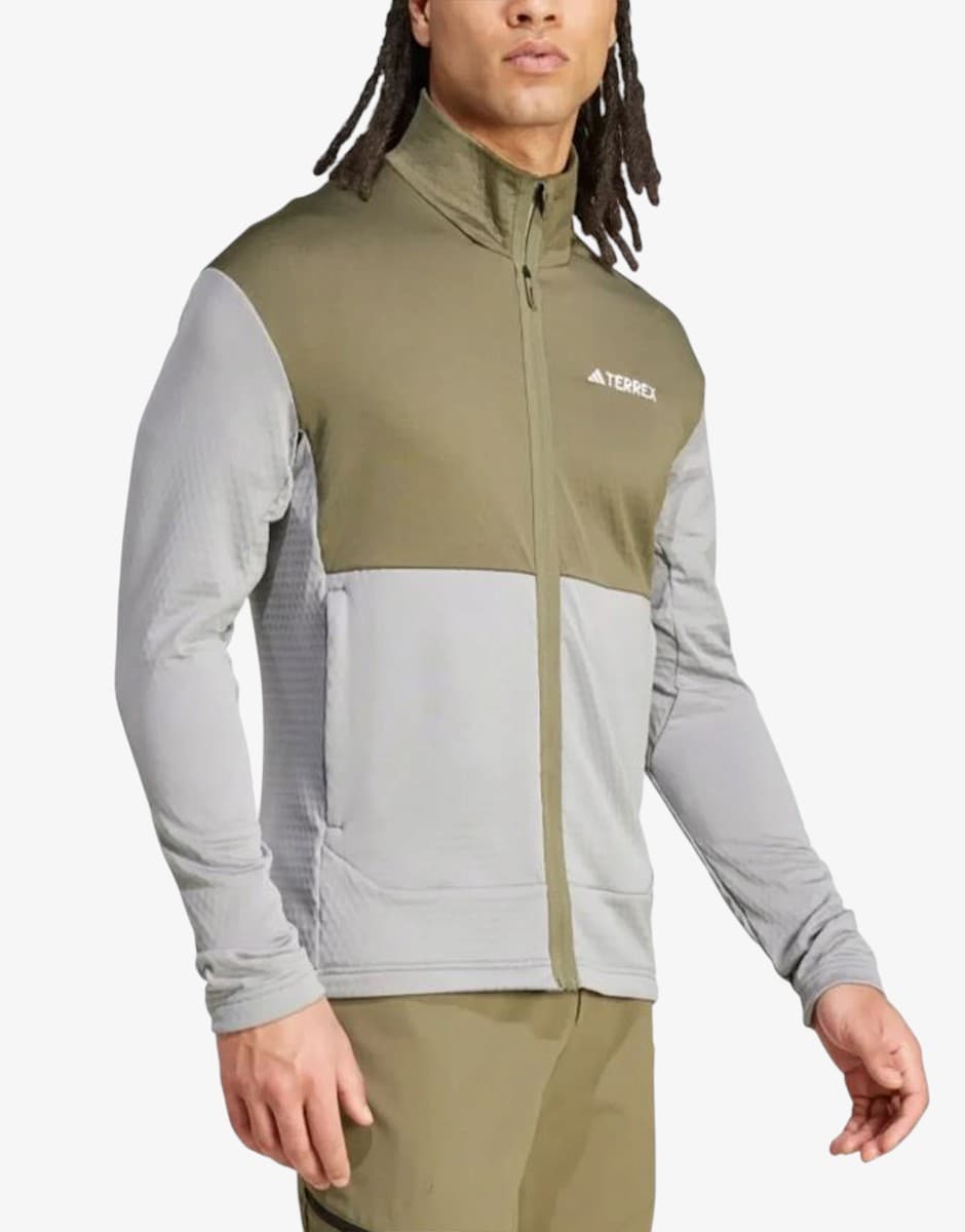 ADIDAS Terrex Multi Light Fleece Full-Zip Grey/Green — снимка 3