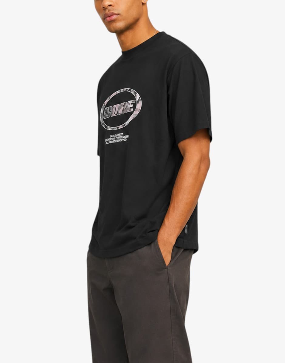 JACK&JONES Jcolido Aop Front Print Tee SS Crew Neck Black — view 3