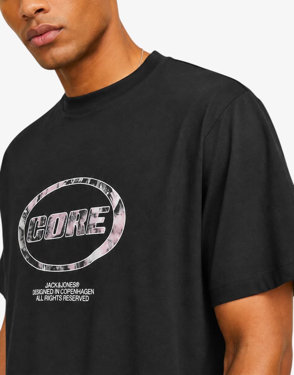 JACK&JONES Jcolido Aop Front Print Tee SS Crew Neck Black — view 4