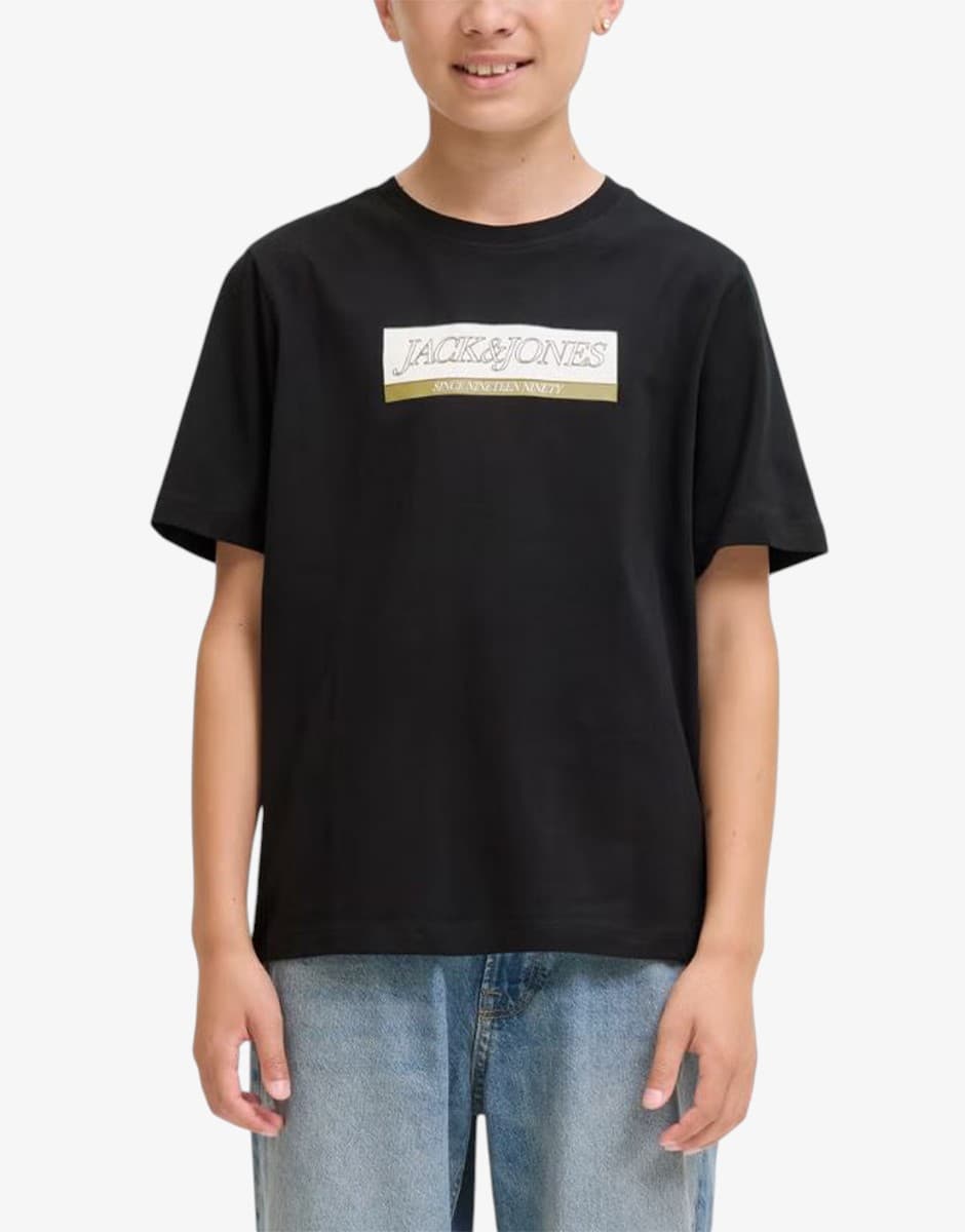 JACK&JONES Jorinwood Block Brend Tee Ss Cn Noos Jnr Black — view 3