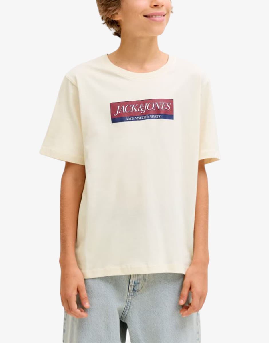 JACK&JONES Jorinwood Block Brend Tee Ss Cn Noos Jnr White