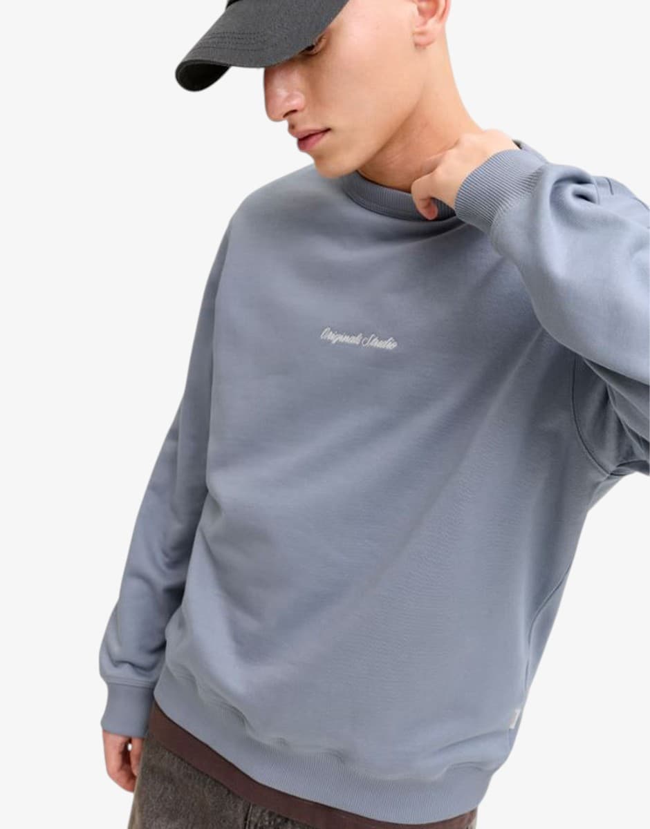 JACK&JONES Jornorrebro Emb Sweat Crew Noos Blue — снимка 3