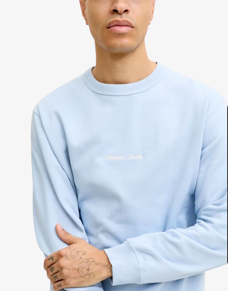 JACK&JONES Jornorrebro Emb Sweat Crew Noos Cashmire Blue — view 3