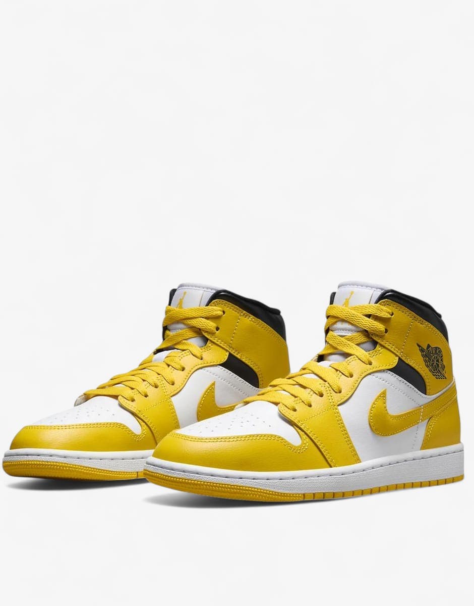 NIKE Jordan 1 Mid Shoes White/Yellow — view 3