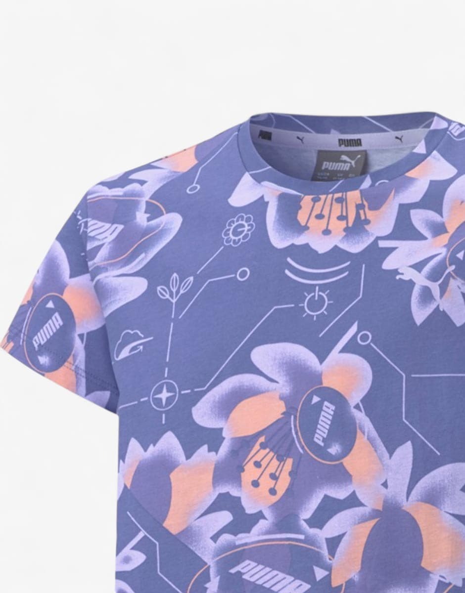 PUMA Alpha All Over Print Tee Hazy Blue — снимка 3