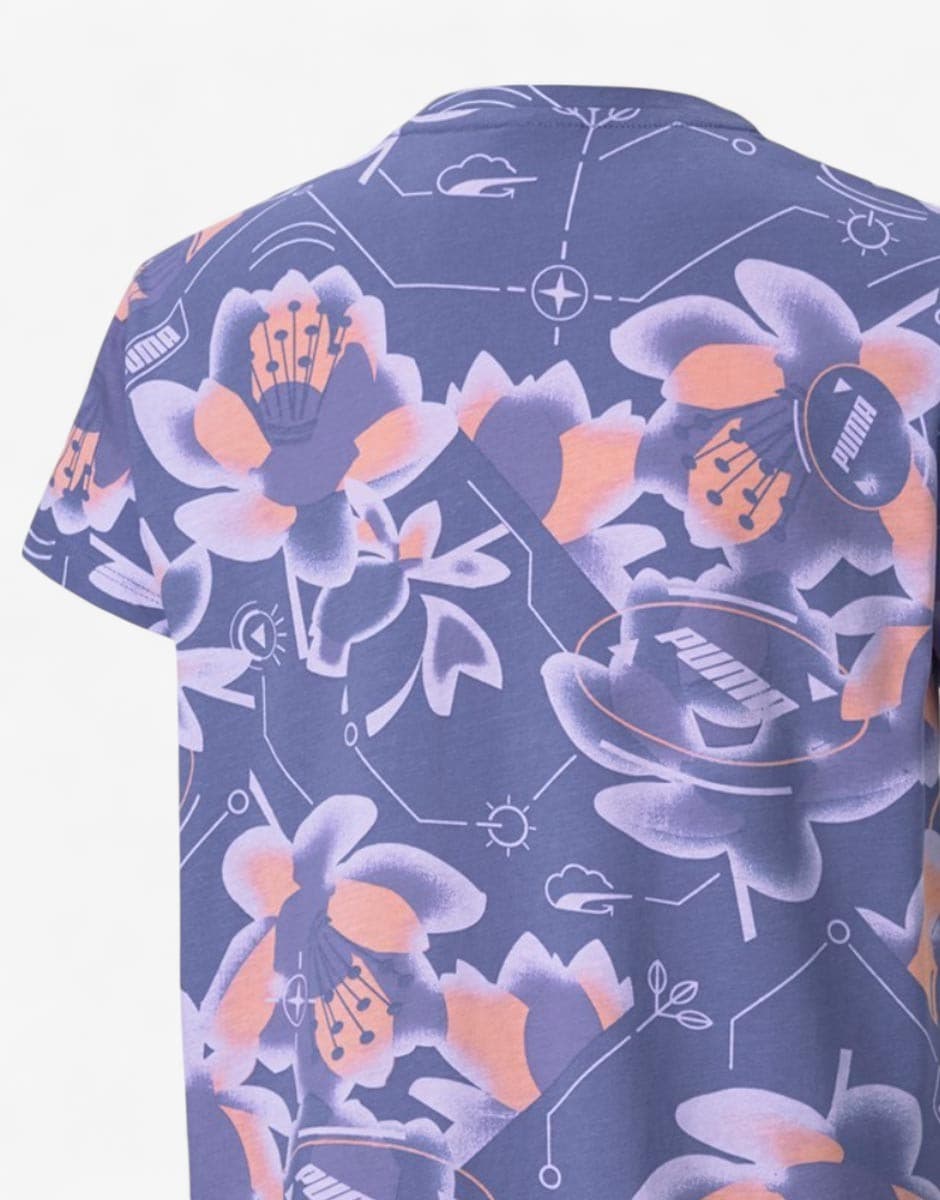 PUMA Alpha All Over Print Tee Hazy Blue — снимка 4