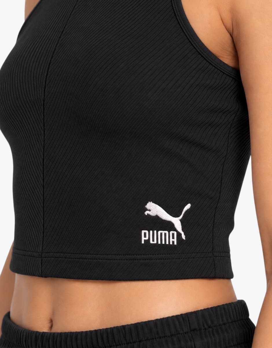 PUMA Classics Ribbed Crop Top Black — снимка 4