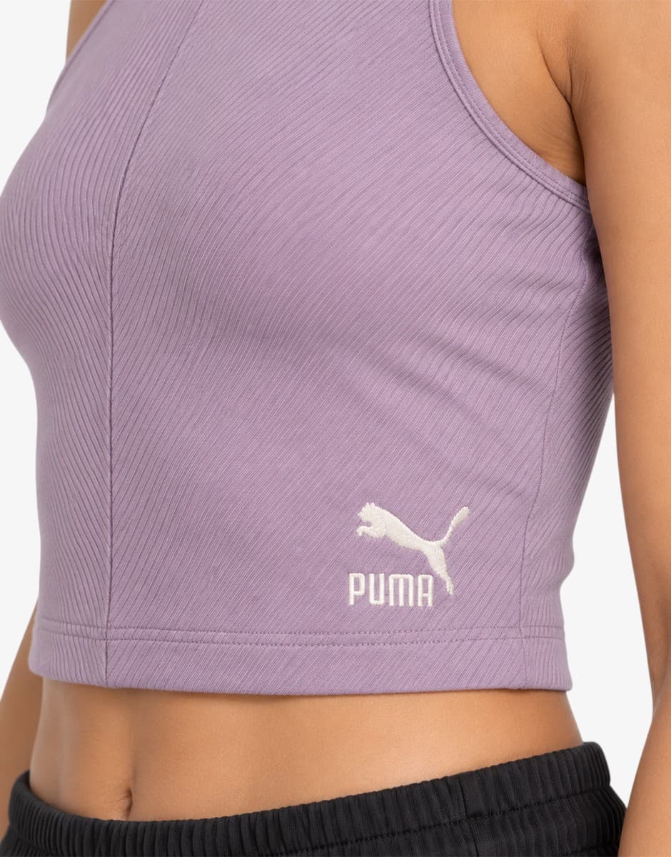 PUMA Classics Ribbed Crop Top Violet — снимка 4