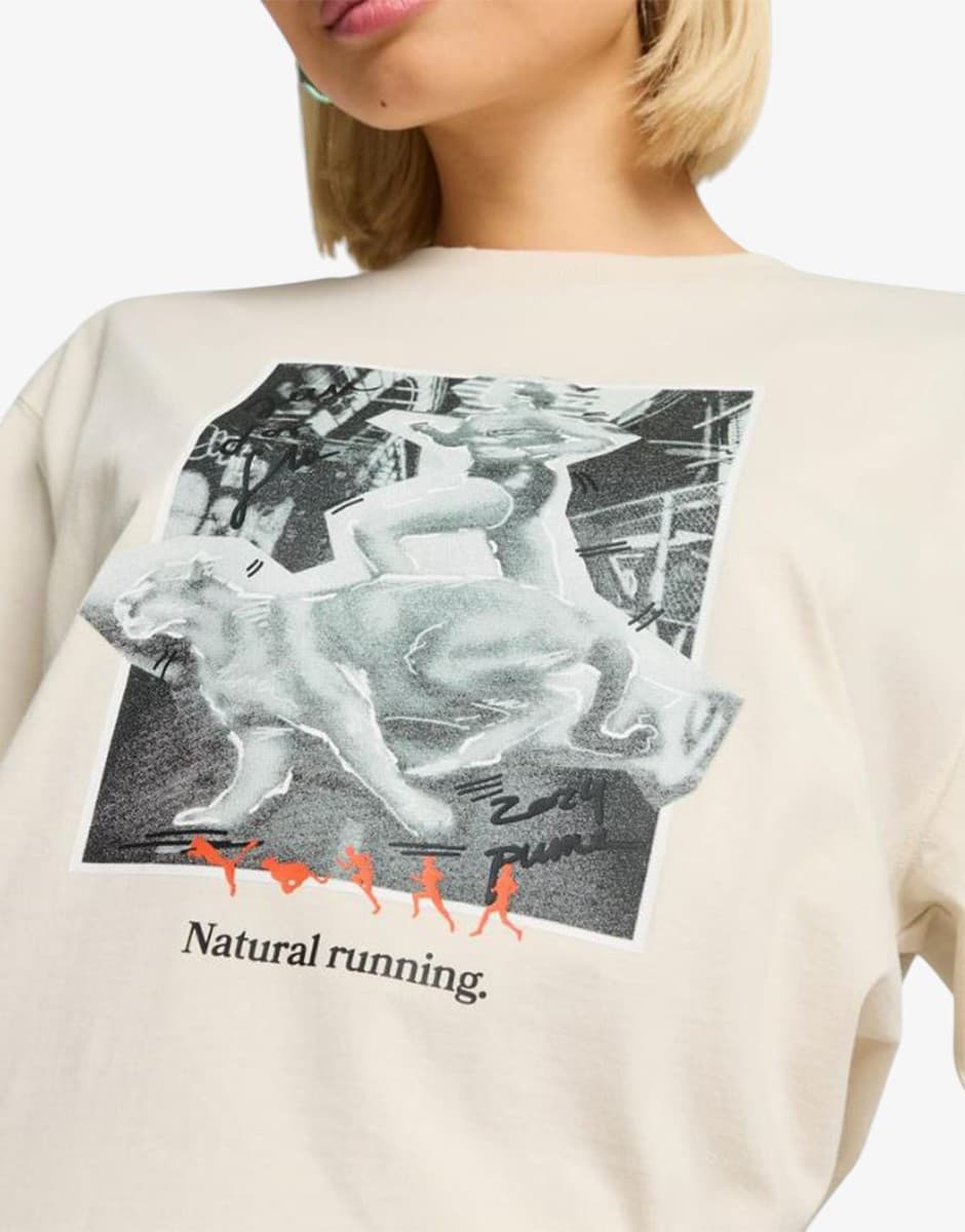 PUMA Club De Course Graphic Tee Beige — снимка 4