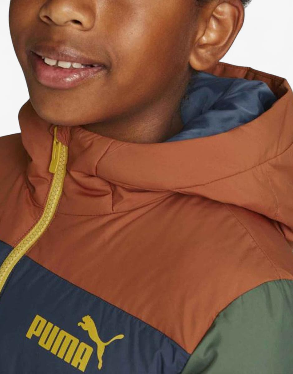 PUMA Colorblock Hooded Jacket Blue/Green — view 3