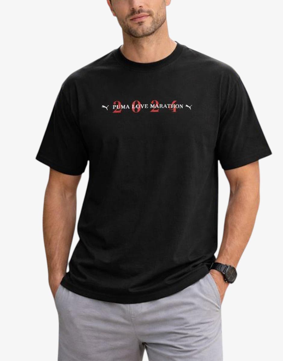 PUMA Love Marathon Graphic Tee Black