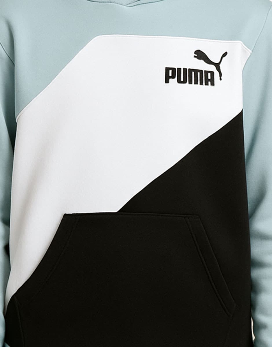 PUMA Power Colorblock Hoodie Turquoise/Black — view 3